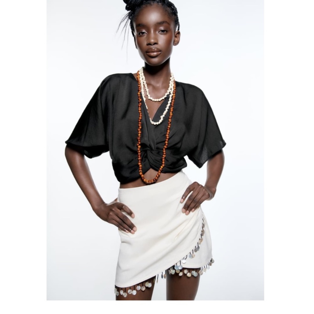 Zara Beaded linen blend mini skirt - Picture 11 of 14
